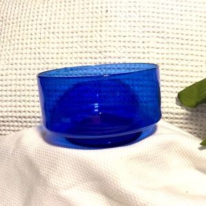 Handblown Art Glass Cobalt Blue Small Accent Compote Dish